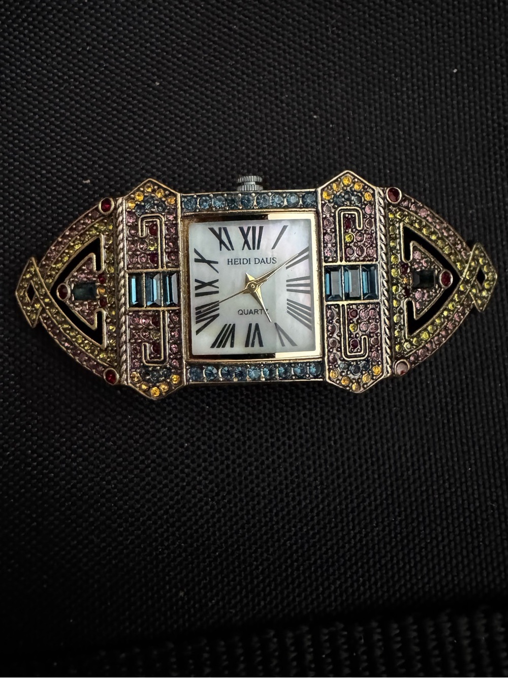 Heidi Daus Gold-Tone Multi-Crystal Art Deco Watch Face- No strap